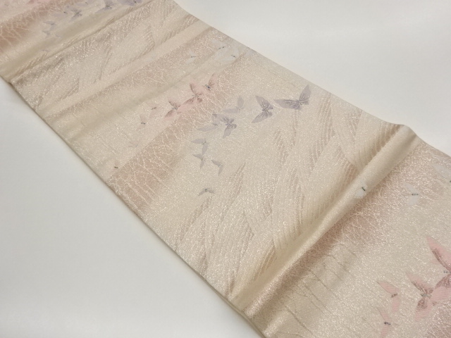 JAPANESE KIMONO / BUTTERFLY PATTERN WOVEN / WAVES HIRAKI NAGOYA OBI